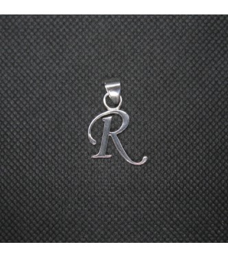 PE001466 Sterling Silver Pendant Charm Letter R Solid Genuine Hallmarked 925